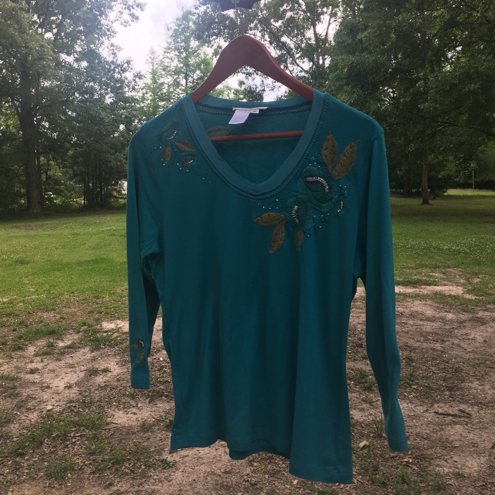 Coldwater Creek Beaded Embroidered Long Sleeve
